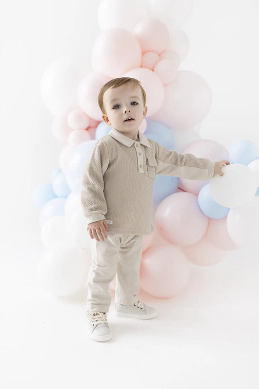 Blues Baby Boys Beige Copenhagen Polo Set *Preorder