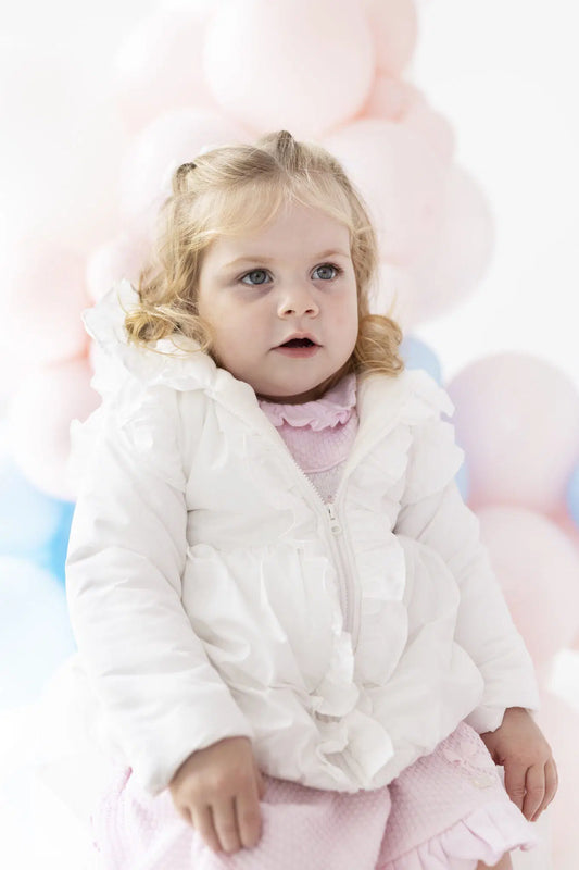 Blues Baby Girls White Jacket with Frills *Preorder