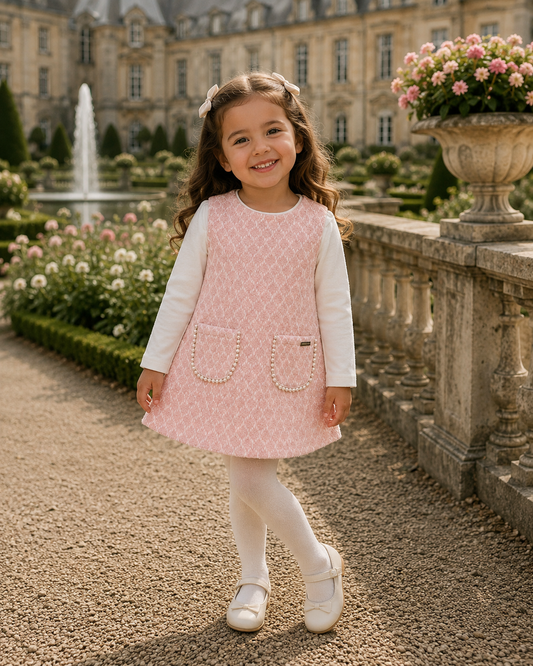 Girls Knitted 2PC Dress Pink
