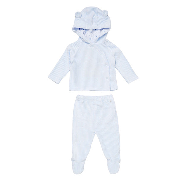 Baby Boys Blue Ribbed Jacket Set