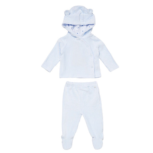 Baby Boys Blue Ribbed Jacket Set