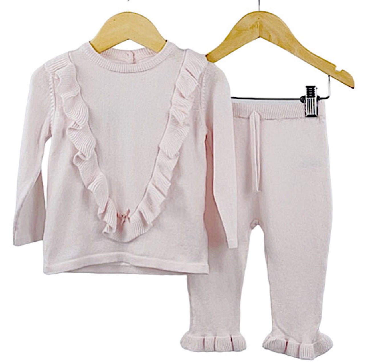 Baby Chevron Ruffle Frill Set Pink