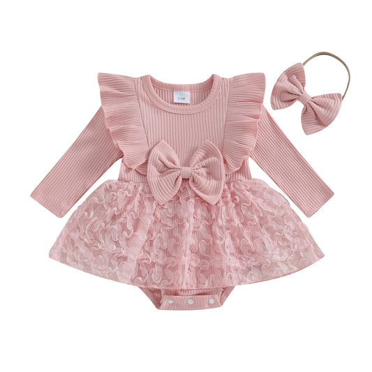 Baby Girl Blush Pink Tulle Skirt Romper