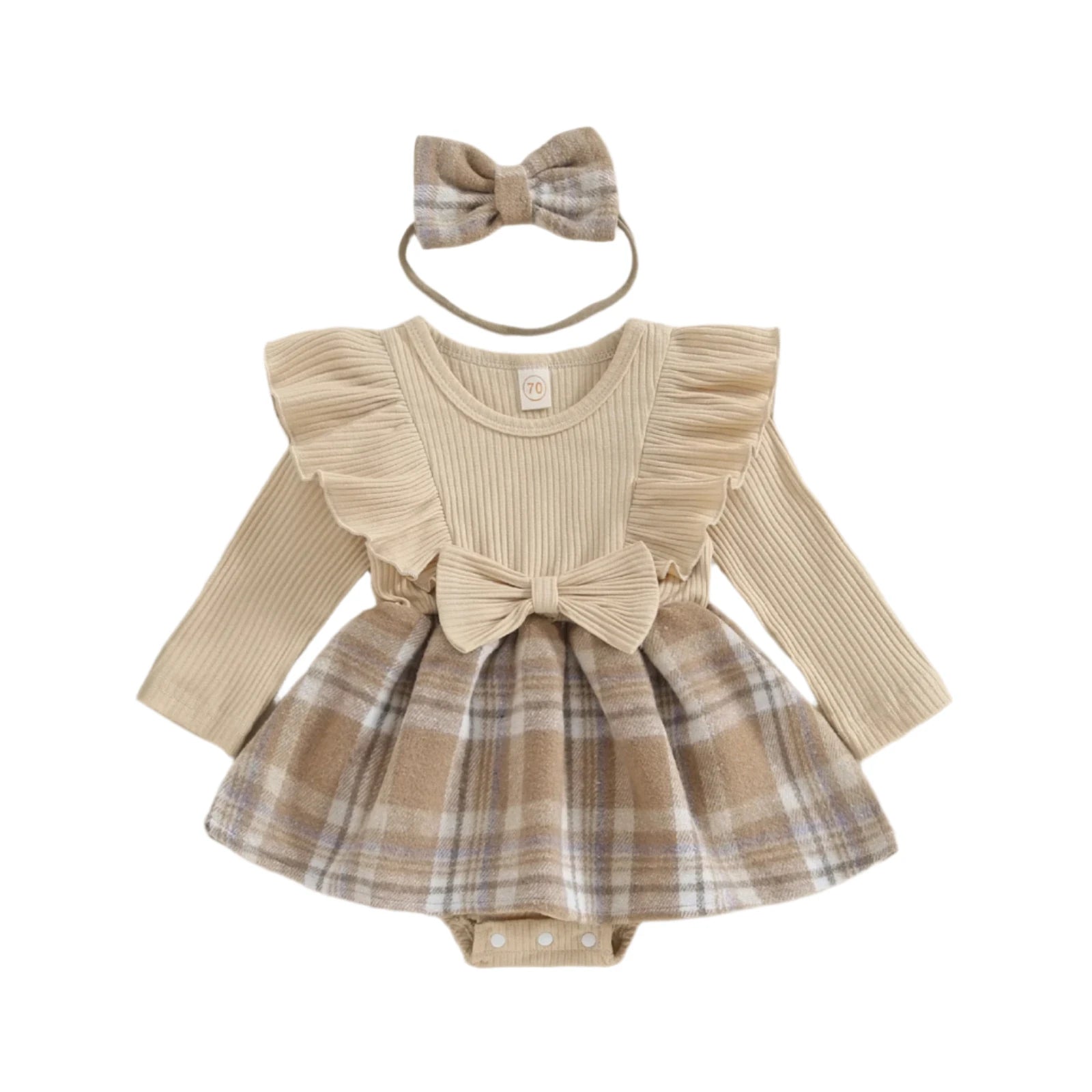 Baby Girl Stone Tweed Skirted Romper