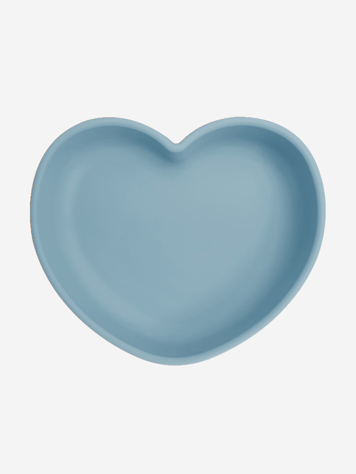 Blue heart-shaped silicone suction plate with raised rim, one size