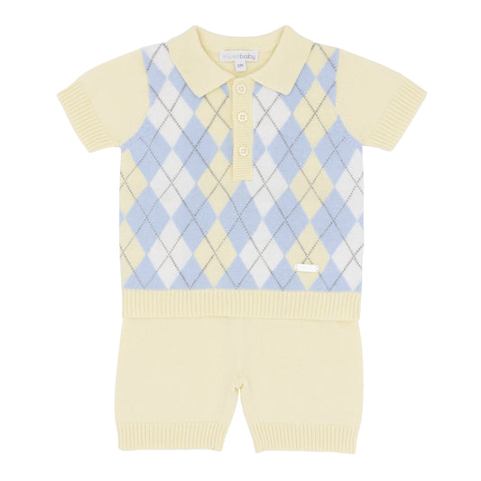 Blues Baby Boys Barelona Yellow Knitted Argle 2PC Set