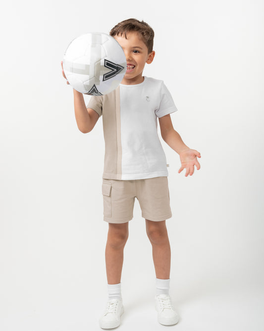 Caramelo Kids Boys Mink Block Colour Shorts Set