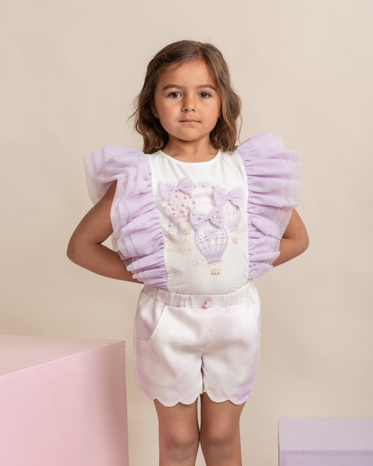 Caramelo Kids Girls Lilac Fly Away Shorts Set