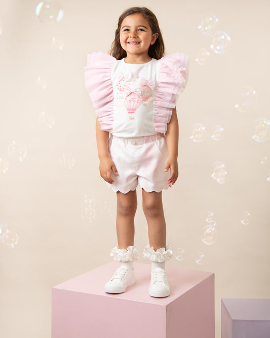 Caramelo Kids Girls Pink Fly Away Shorts Set
