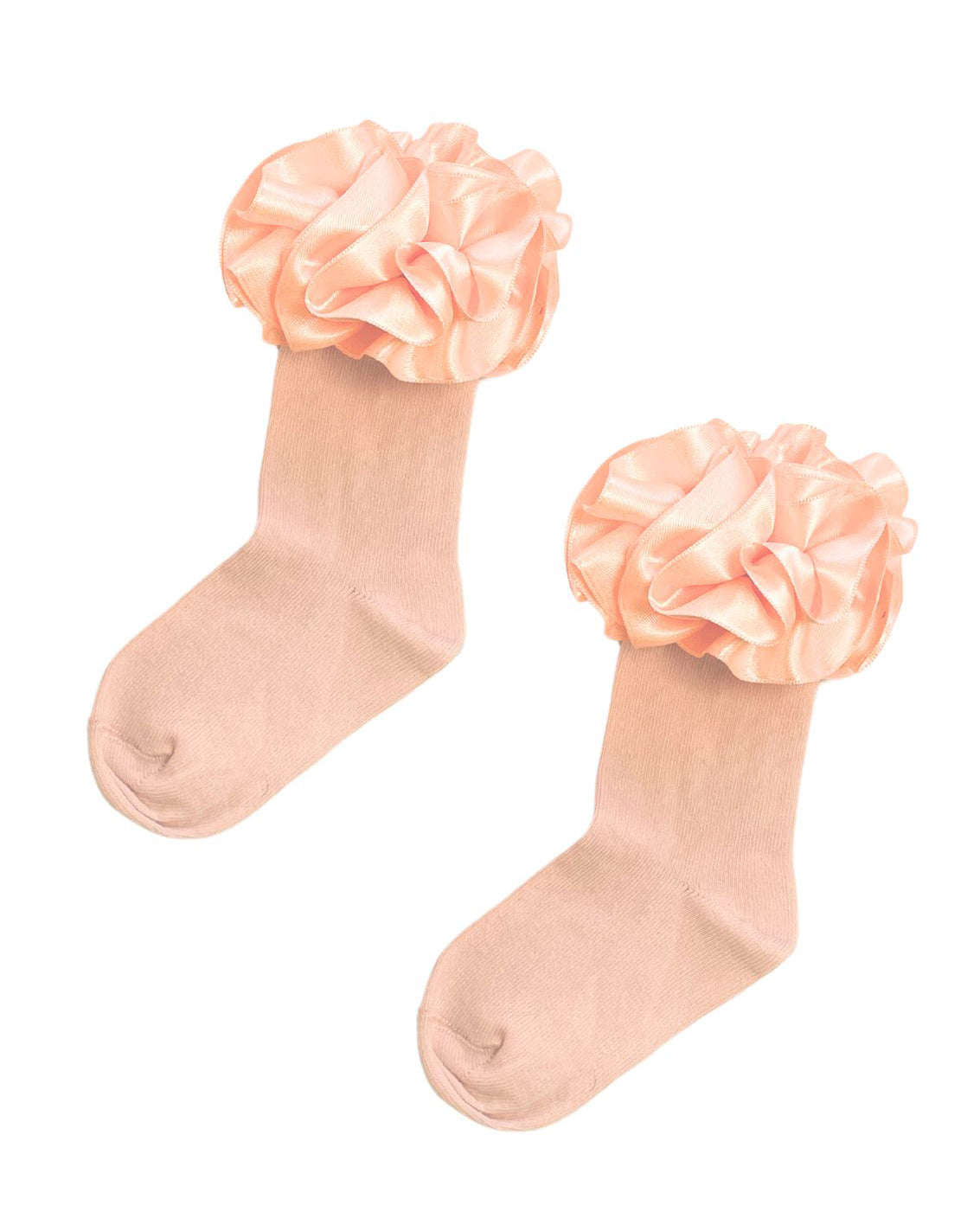 Caramelo Kids Peach Ruffle Ribbon Ankle Socks