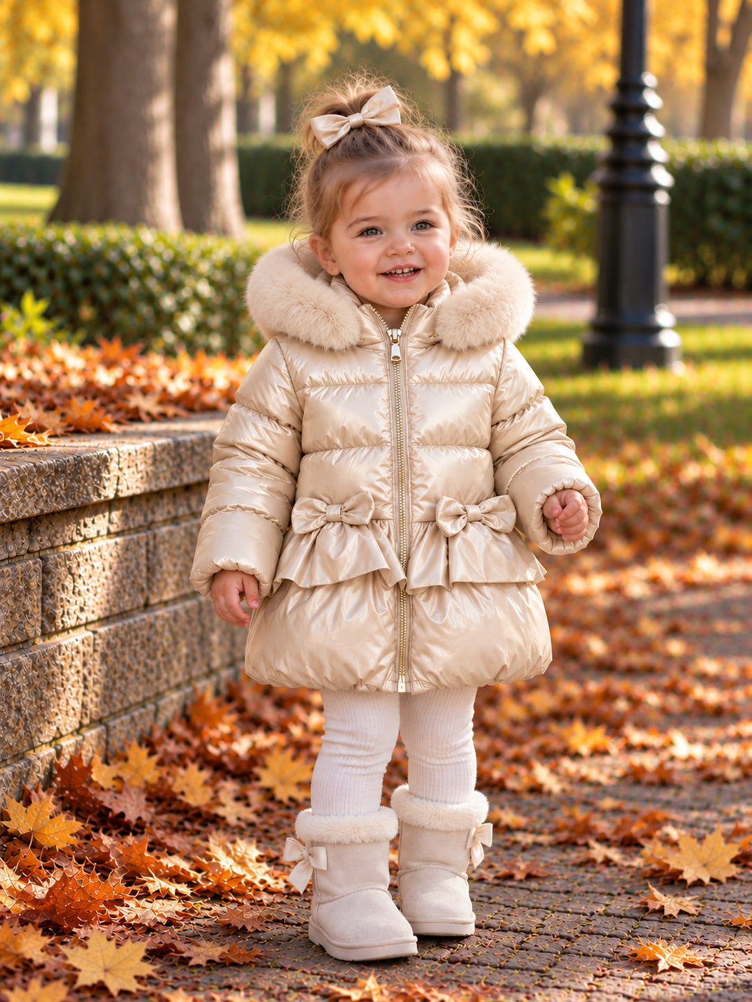 Giorgio Bambino Champagne Peplum Coat Baby