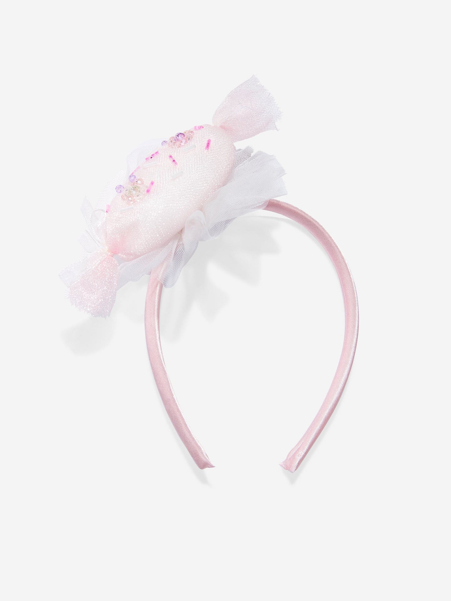 Pink bow headband with tulle flower detail