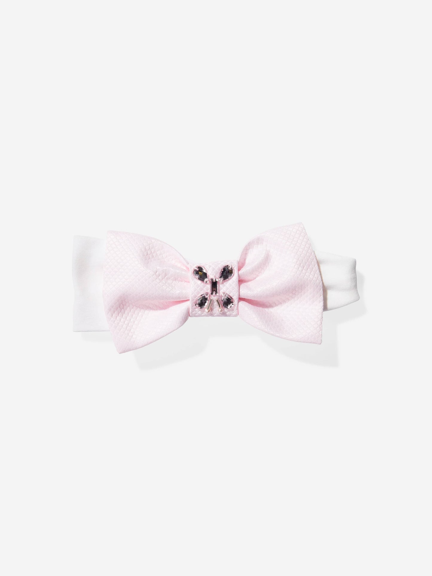 Pink headband bow with gem-style centerpiece