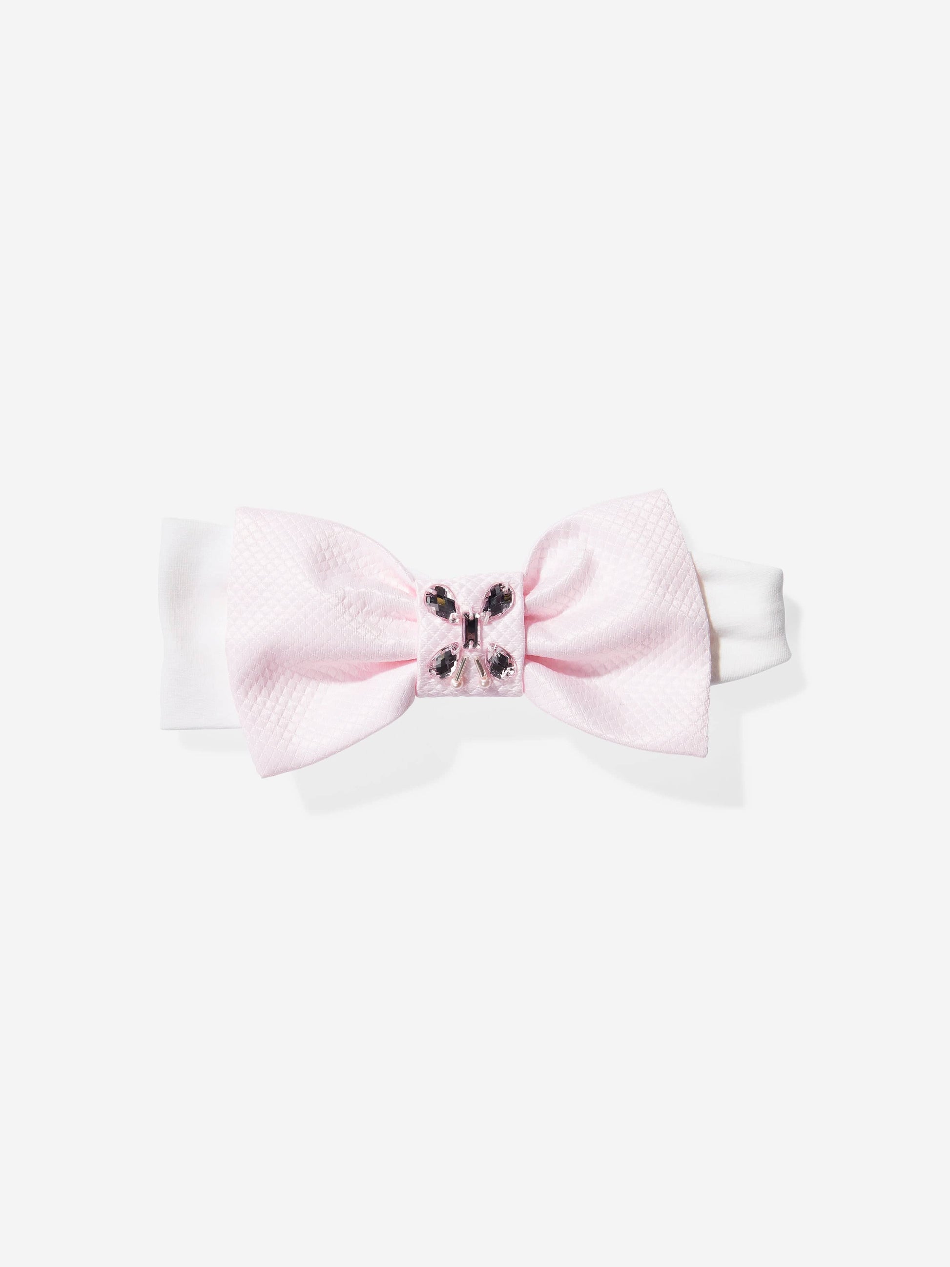 Pink headband bow with gem-style centerpiece