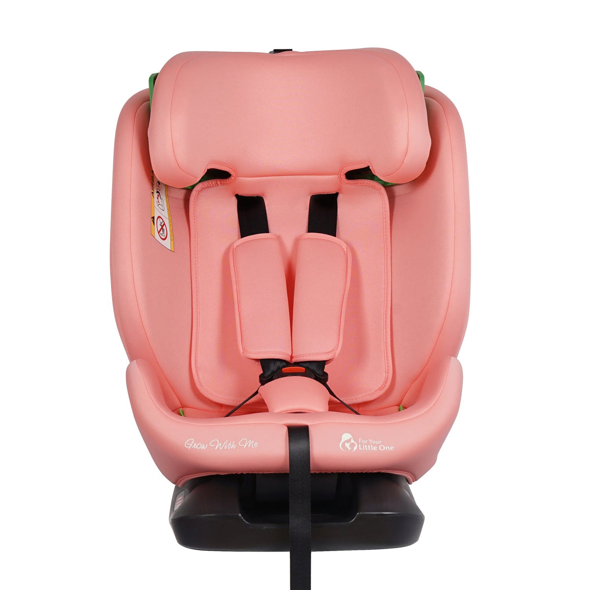 Blush rose car seat with padded headrest and inner harness straps