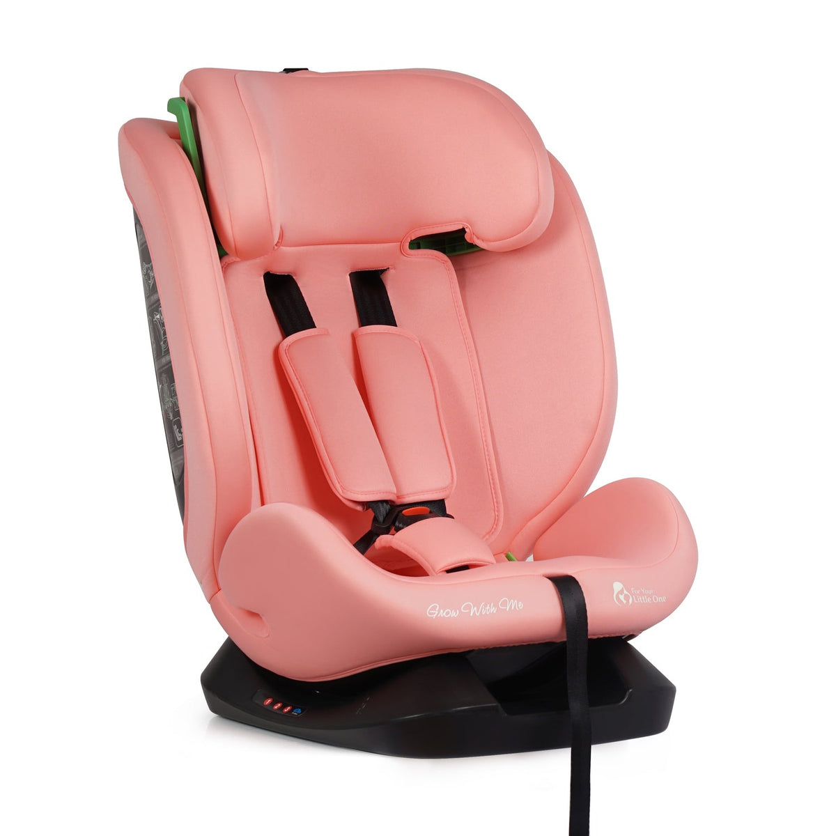 Blush rose car seat with recline position and side leg support