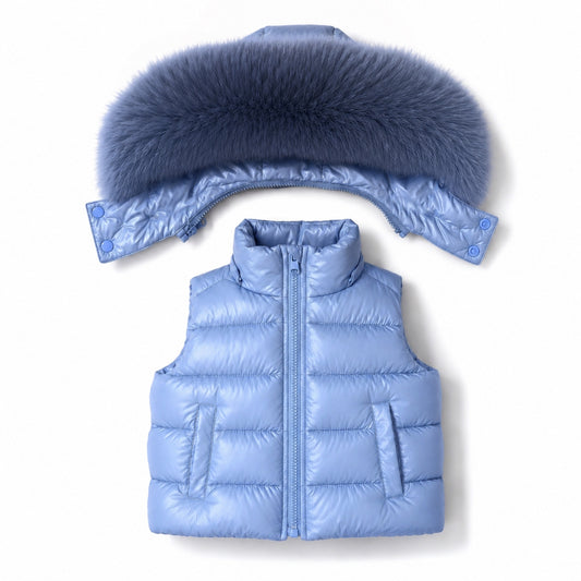 Pre-Order | Limited Stock | EvaBella Signature Faux Padded Gillet| Airy Blue