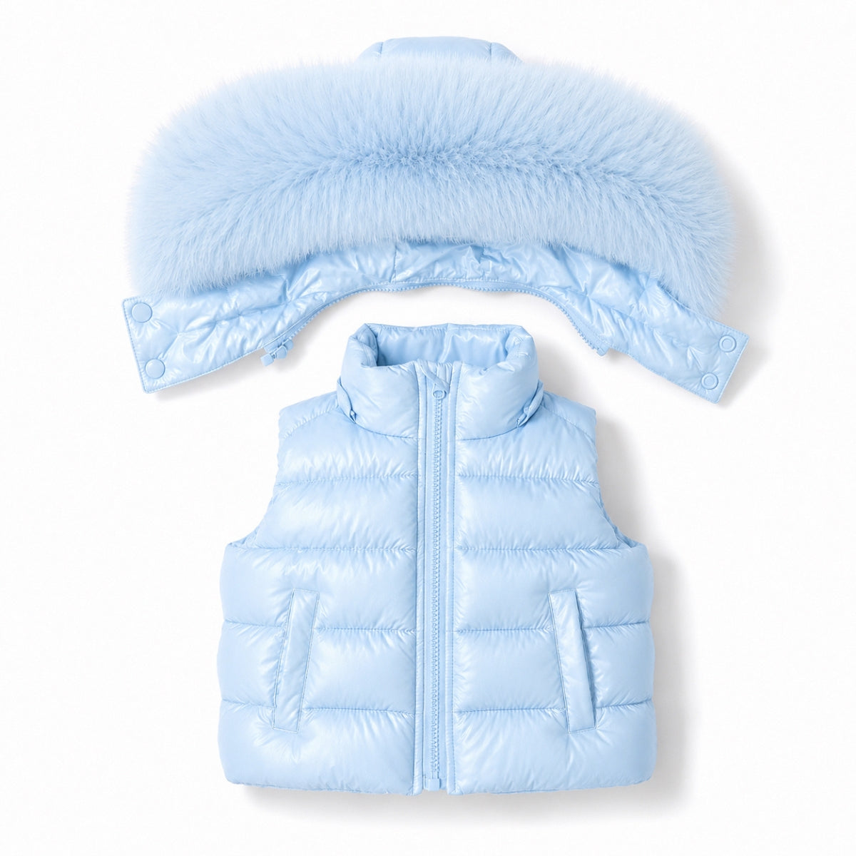 Pre-Order | Limited Stock | EvaBella Signature Faux Padded Gillet| Baby Blue