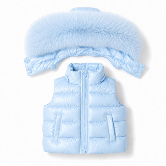 Pre-Order | Limited Stock | EvaBella Signature Faux Padded Gillet| Baby Blue