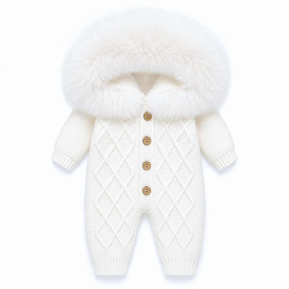 Baby knitted snow suit ivory