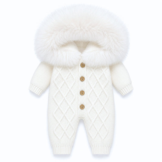 Baby knitted snow suit ivory