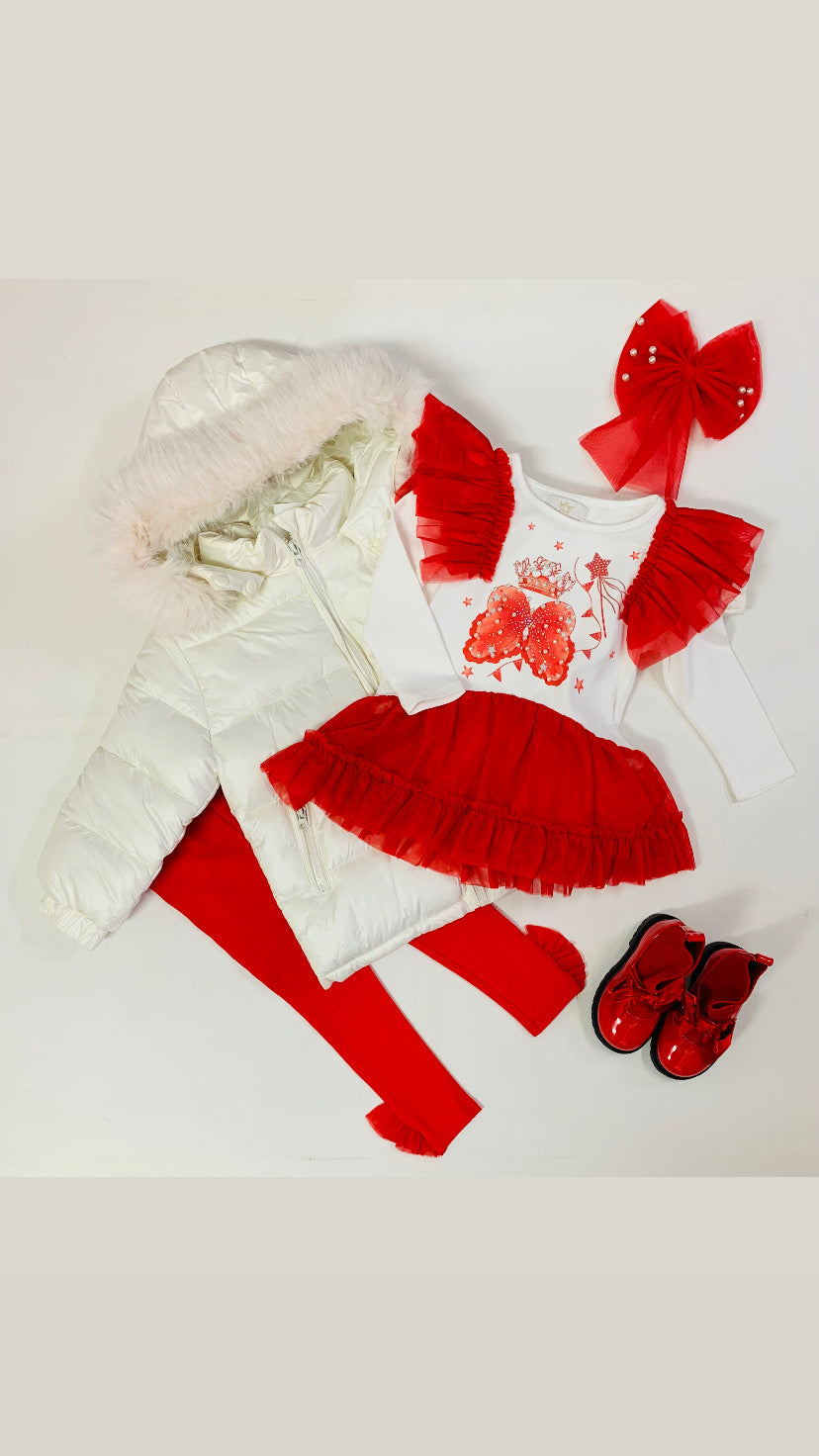 Caramelo Kids Girls Red Royal Magic Leggings Set