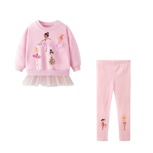 Girls Ballerina Baby Pink Leggings Set