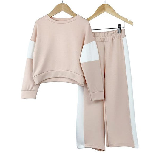 Girls Blush Contrast Wide Leg Co-ord Set