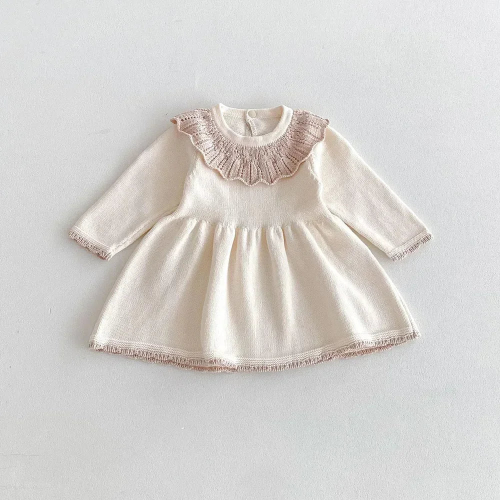 Girls Cream collared Dress