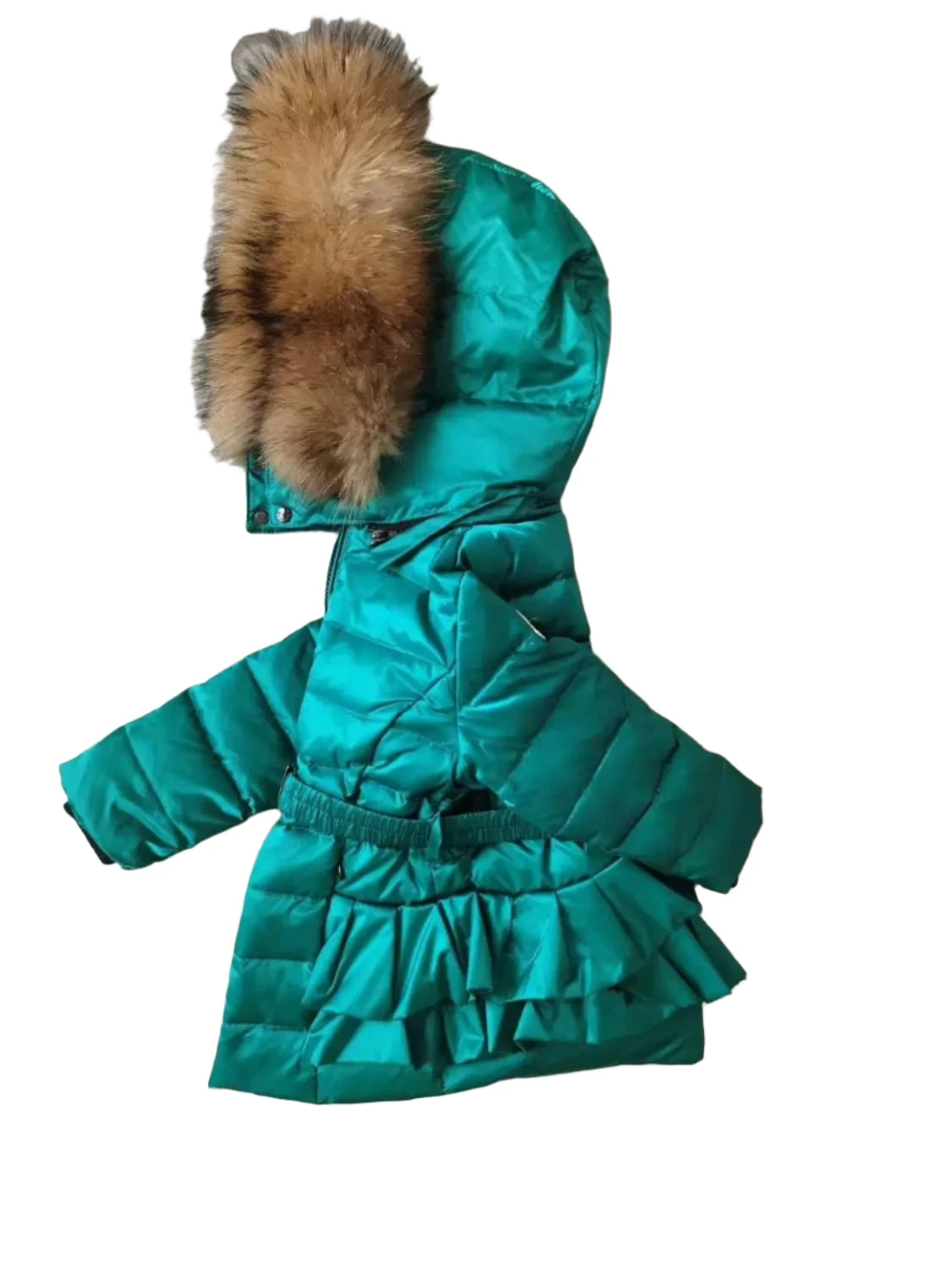 Girls Duck Down Real Fur Parker Jacket Jade