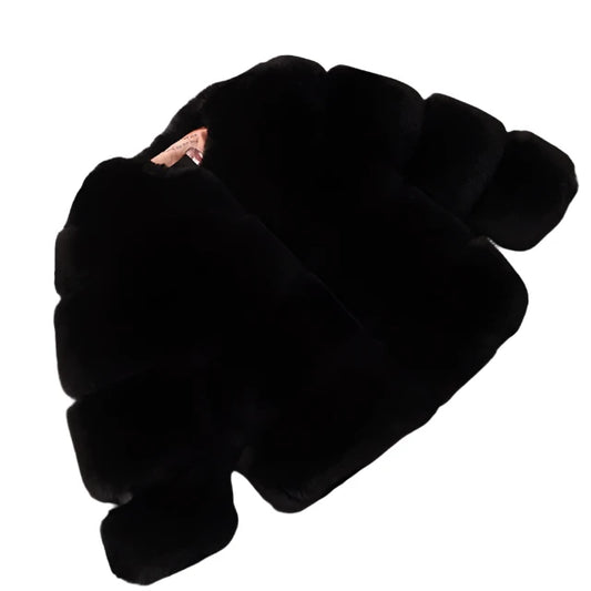 Girls Fur Bubble Bomber Jacket Black