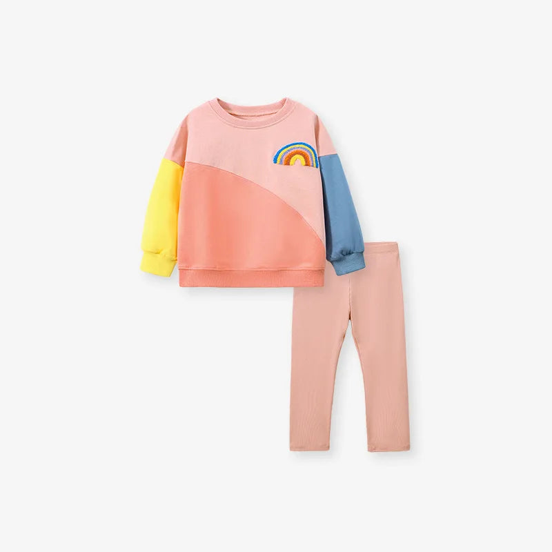 Girls Pastel Rainbow Leggings Set