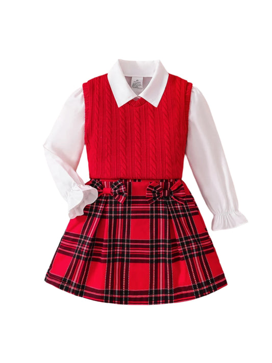 Girls Red Christmas Three Piece Outfit