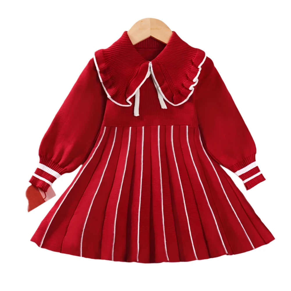 Girls Red Knitted Dress