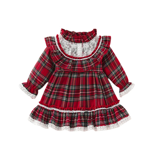 Girls Red Tartan Christmas Dress