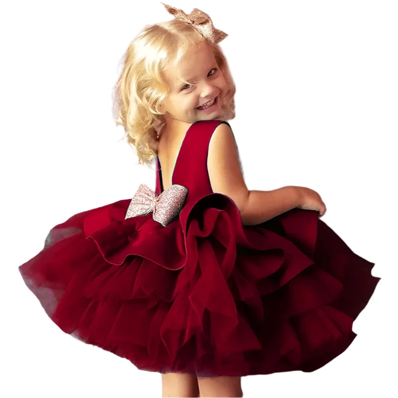 Girls Red Tulle Christmas Dress