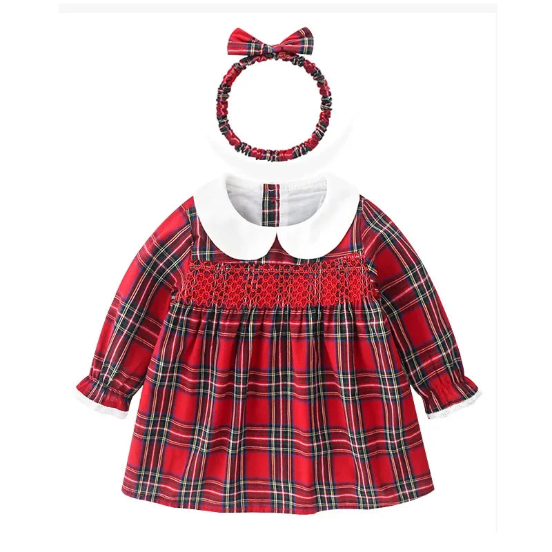 Girls Red Tweed Christmas Dress