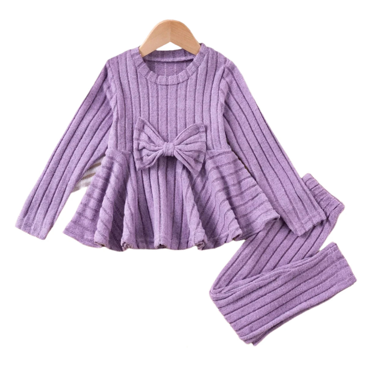 Girls Ribbed Tunic and Leggings Set Lilac