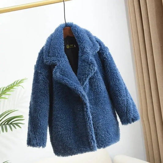 Girls Shearling Blue Coat *Preorder