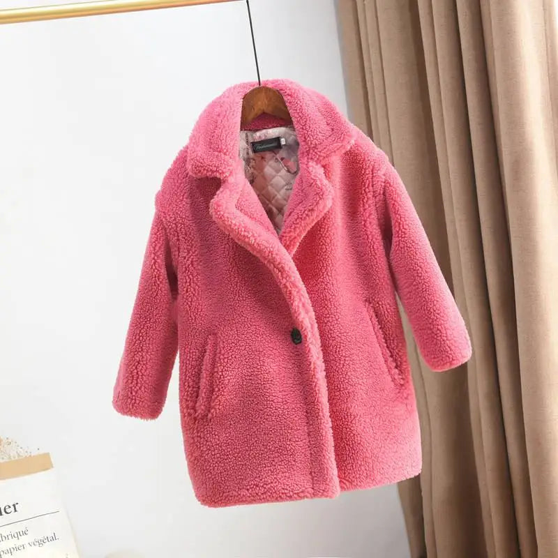 Girls Shearling Pink Coat *Preorder