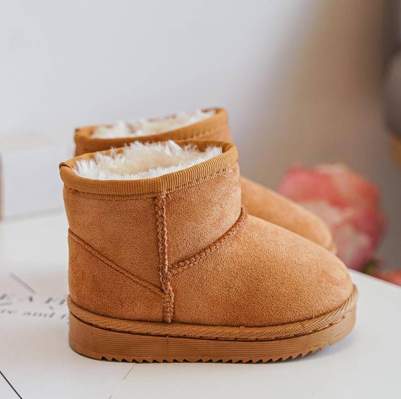 Girls Toddler Camel Sheepskin Suede Boots