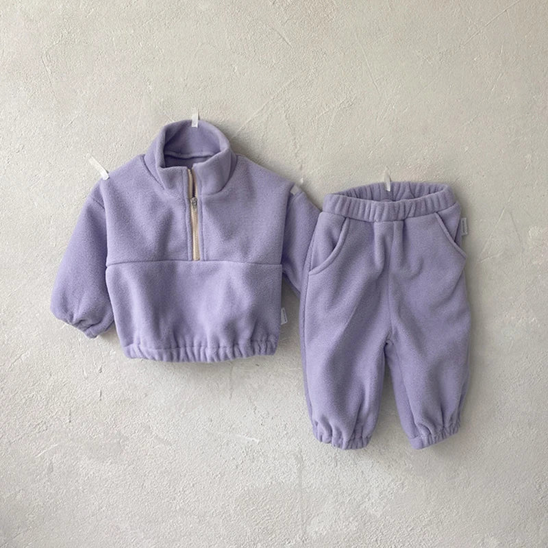 Girls Two Quarter Zip Jogger Lilac