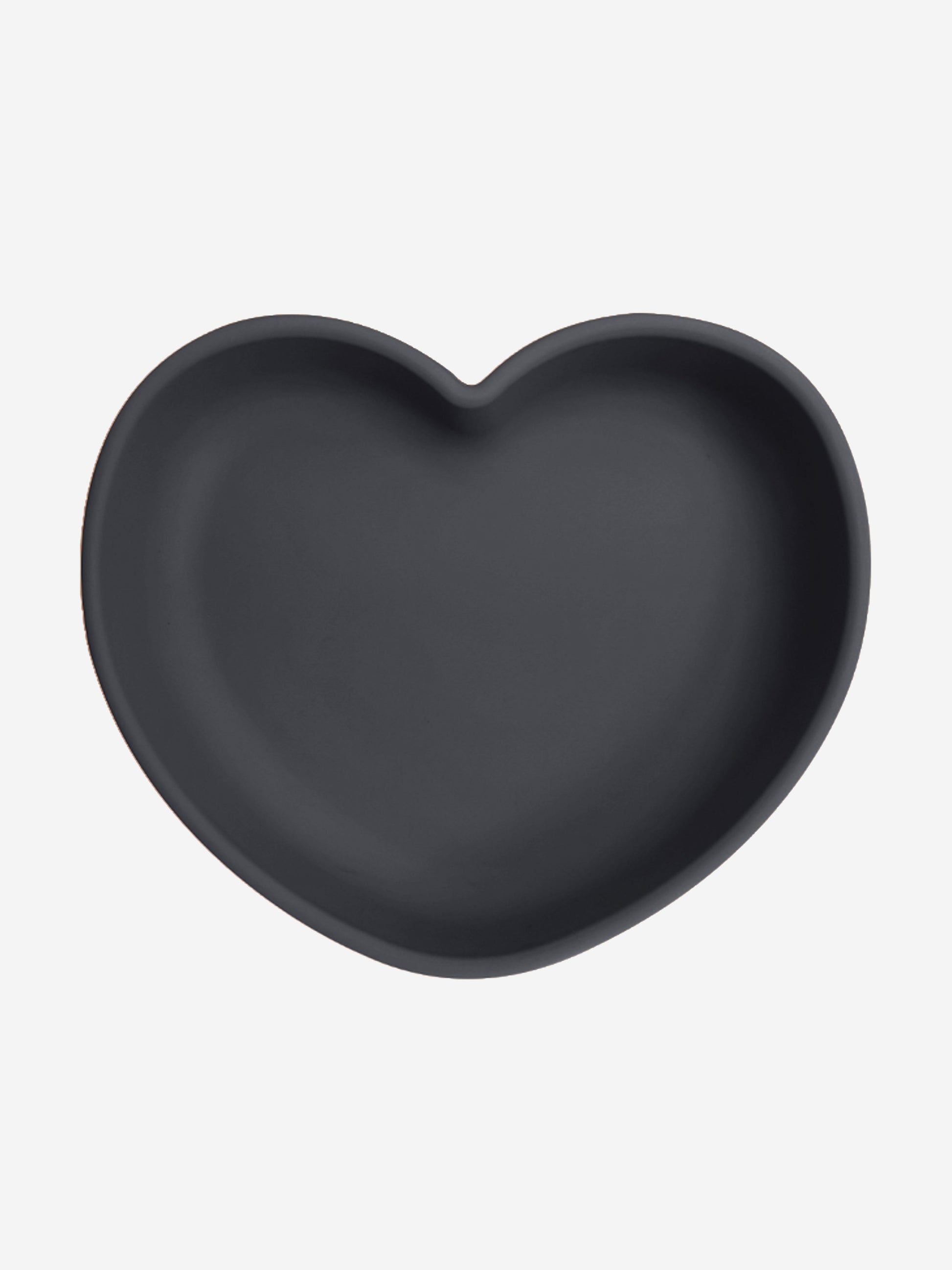 Grey silicone heart-shaped suction plate, smooth rounded edges