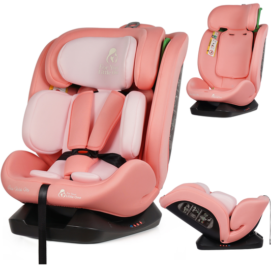Blush rose i-Size infant car seat with padded headrest and 5-point harness