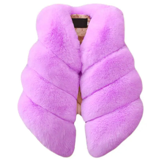 Girls Faux Fur Gillet - Lilac