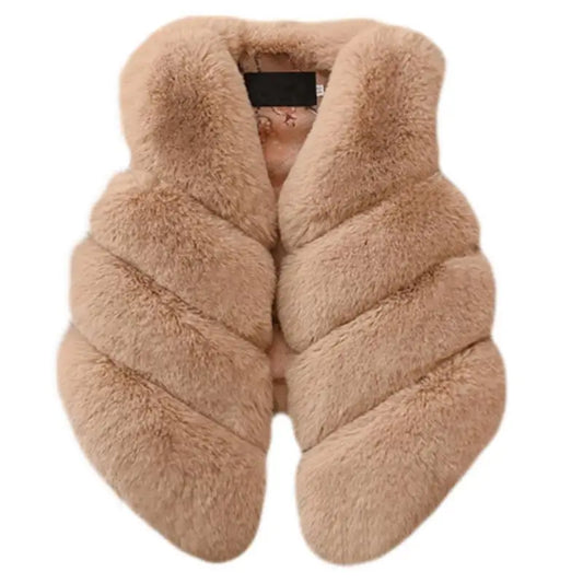 Girls Faux Fur Gillet - Beige