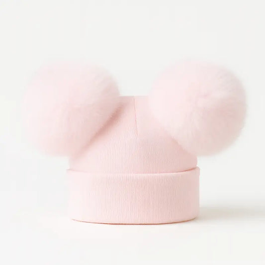 EvaBella Double Pom Pom Hat Pink Poms