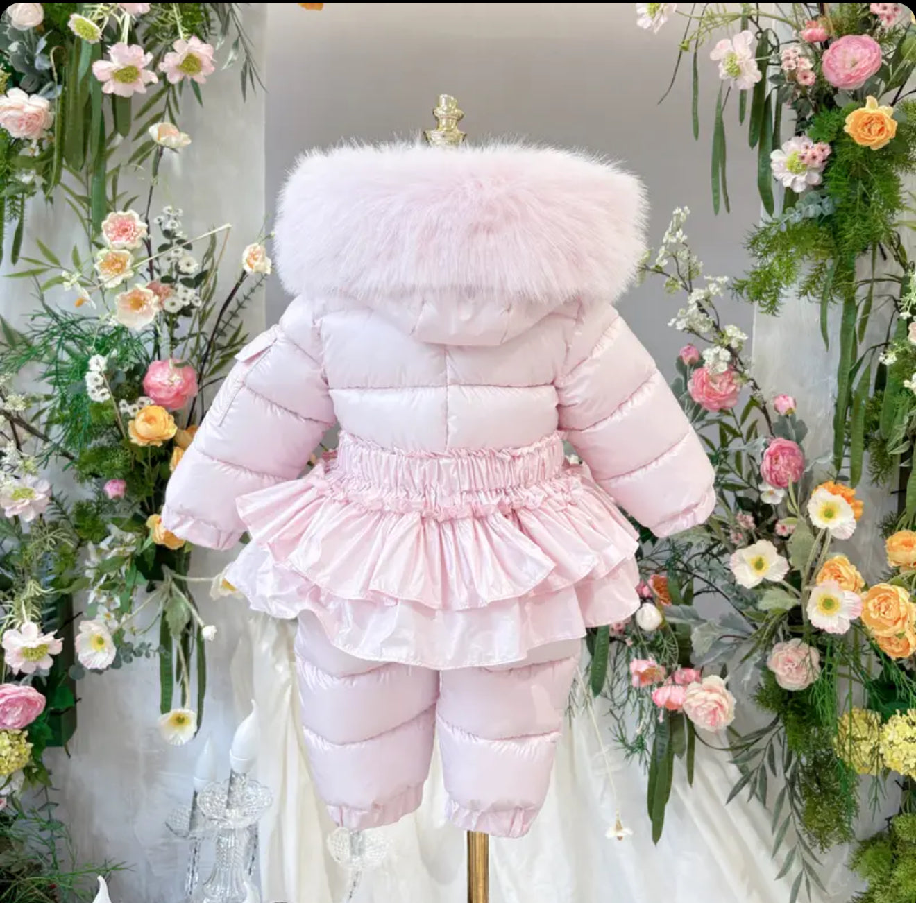 EvaBella Signature Winter Snowsuit with Detachable Skirt–BabyPink