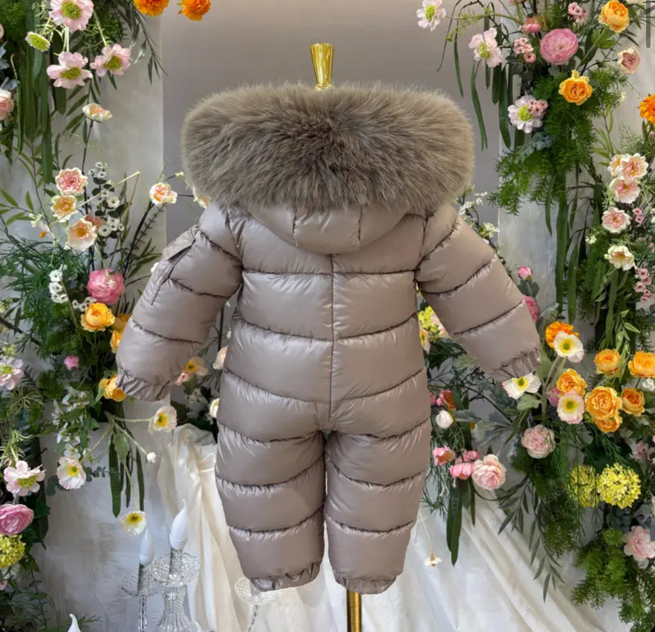 EvaBella Signature Winter Snowsuit with Detachable Belt – Irish Cream