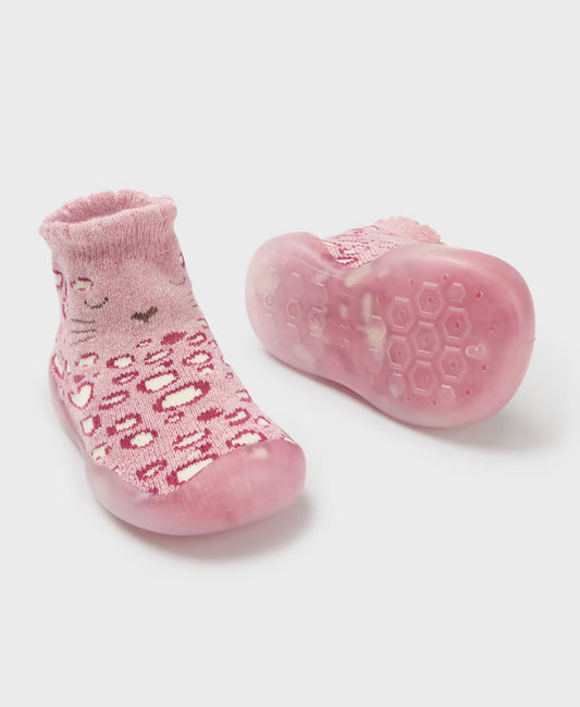 Mayoral Toddler Girls pink Pre-Walker Leopard Slipper Socks